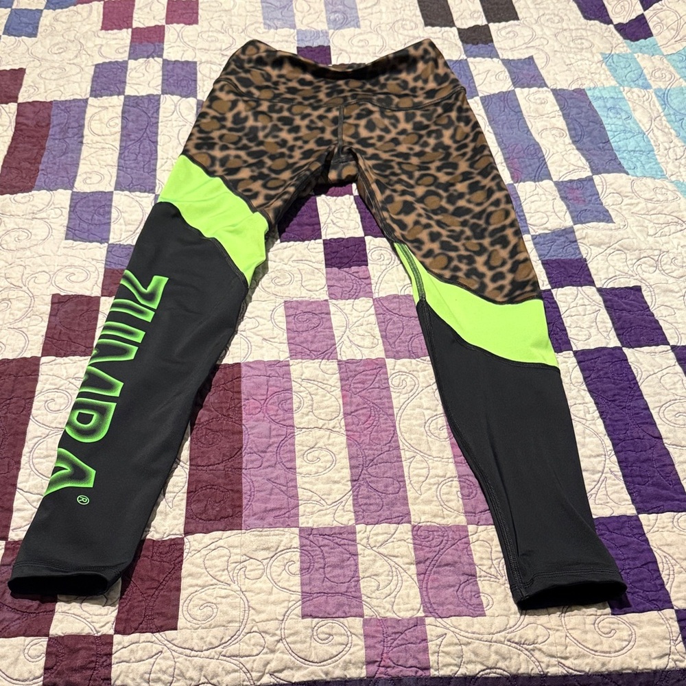 Zumba Fitness Women's Leggings - Black, Green, Leopard Print